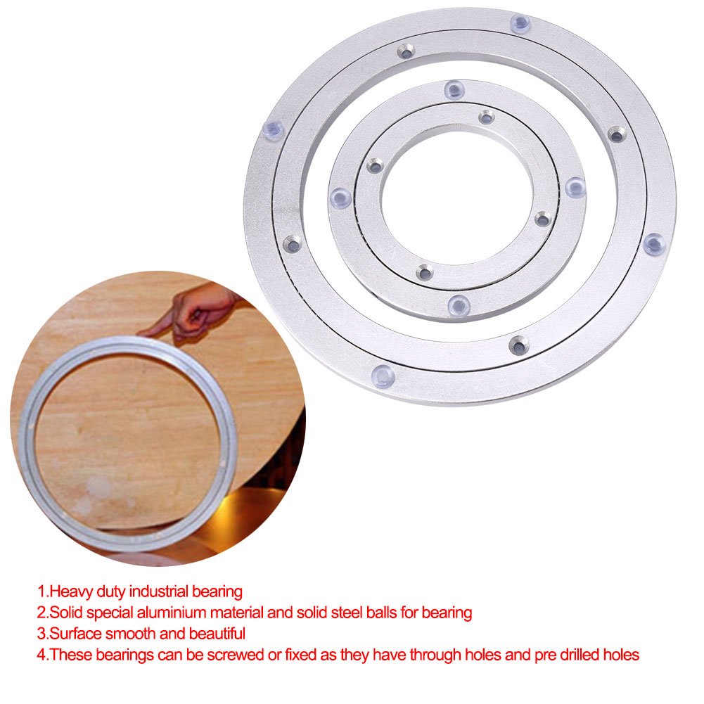 6 Inch Lazy Susan Heavy Duty Aluminium Rotating Turntable Bearing Round Swivel Plate Hardware for Kitchen Dining-Table