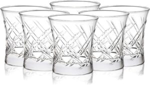 bohem's drinking glasses for water, juice, beer, wine and cocktails, set of 6, clear tempered glass hand cut tumblers, glassware set for all occasions (8 oz)