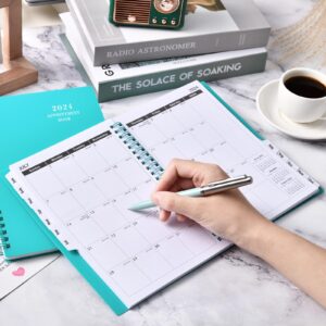 2024 Appointment Book & Planner - Daily Hourly Planner 2024, Jan 2024 - Dec 2024, 8.5" x 6.4", 30-Minute Interval, Lay - Flat, Round Corner, Twin-Wire Binding - Teal Green