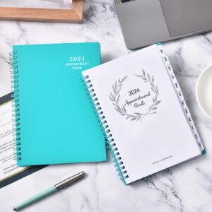 2024 Appointment Book & Planner - Daily Hourly Planner 2024, Jan 2024 - Dec 2024, 8.5" x 6.4", 30-Minute Interval, Lay - Flat, Round Corner, Twin-Wire Binding - Teal Green