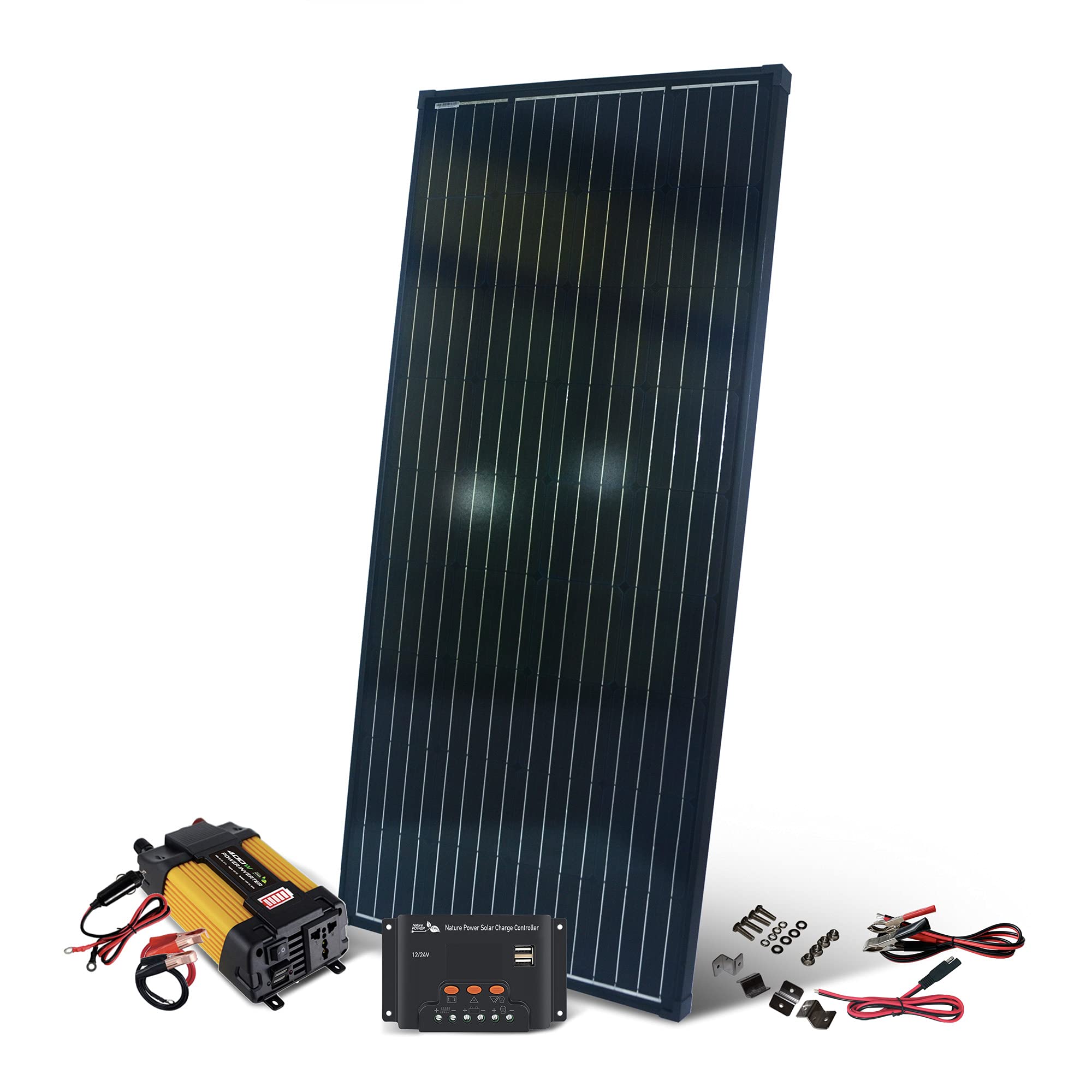 Nature Power 50201 200 Watt Crystalline Complete Solar Panel Kit Black