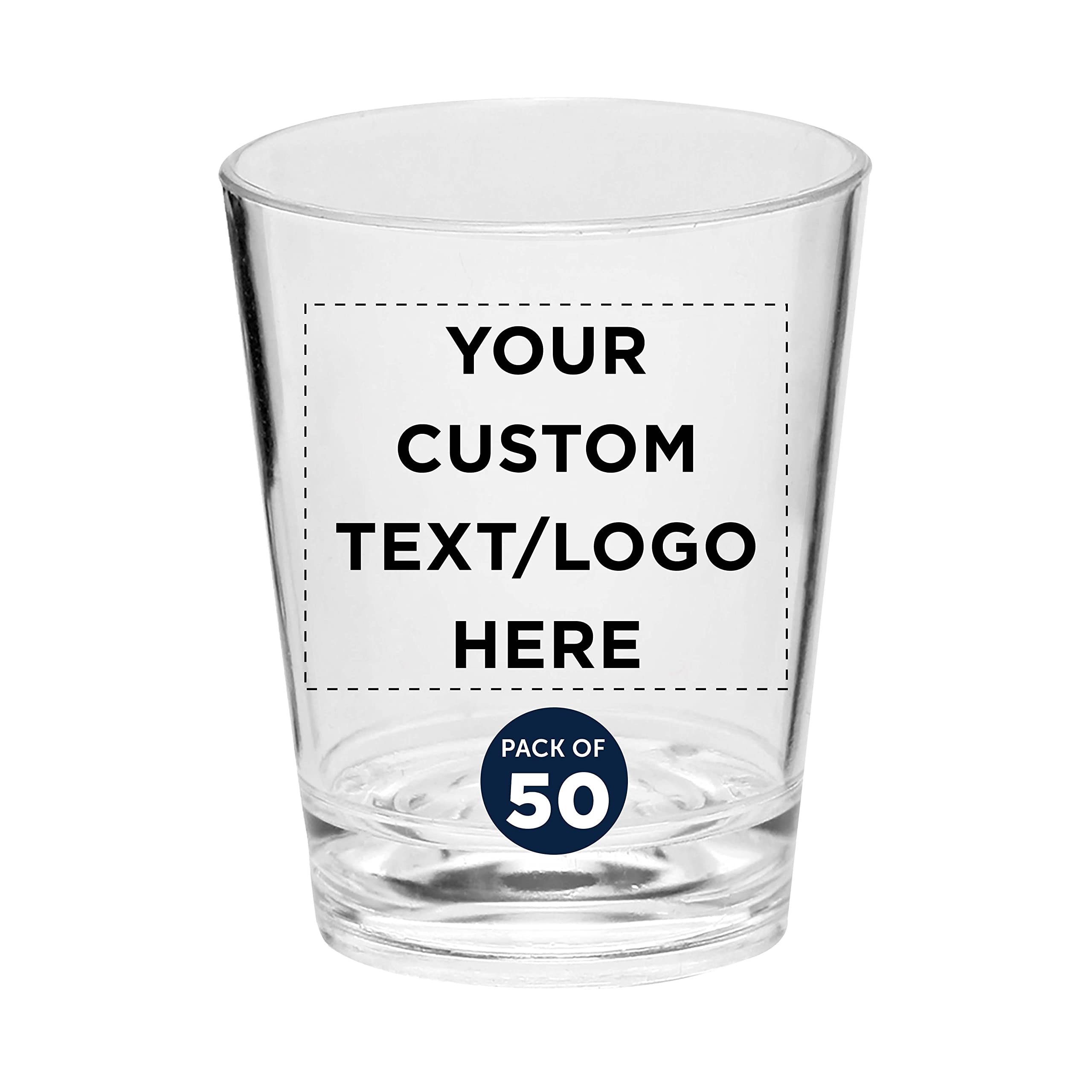 DISCOUNT PROMOS Custom Translucent Plastic Shot Glasses 1.5 oz. Set of 50, Personalized Bulk Pack - Acrylic, Great for Wedding, Party, Birthday, Gifts - Clear