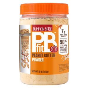 pbfit pumpkin spice all-natural peanut butter powder, powdered peanut spread from real roasted pressed peanuts, 15 oz