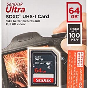 SanDisk 64GB Ultra SDXC UHS-I Memory Card - 100MB/s, C10, U1, Full HD, SD Card