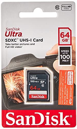 SanDisk 64GB Ultra SDXC UHS-I Memory Card - 100MB/s, C10, U1, Full HD, SD Card