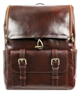 time resistance leather backpack up to 15in laptop brown travel bag