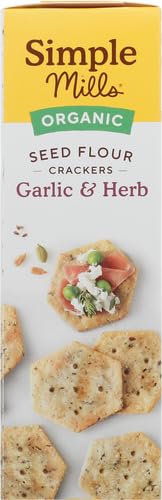 Simple Mills Organic Seed Crackers, Garlic & Herb - Gluten Free, Vegan, Healthy Snacks, Paleo Friendly, 4.25 Ounce (Pack of 1)