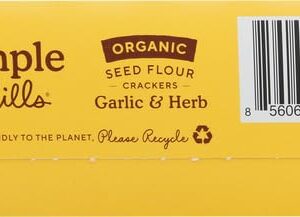 Simple Mills Organic Seed Crackers, Garlic & Herb - Gluten Free, Vegan, Healthy Snacks, Paleo Friendly, 4.25 Ounce (Pack of 1)