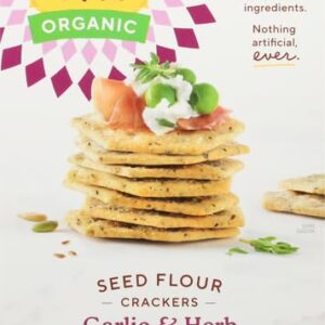 Simple Mills Organic Seed Crackers, Garlic & Herb - Gluten Free, Vegan, Healthy Snacks, Paleo Friendly, 4.25 Ounce (Pack of 1)