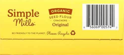 Simple Mills Organic Seed Crackers, Original - Gluten Free, Vegan, Healthy Snacks, Paleo Friendly, 4.25 Ounce (Pack of 1)