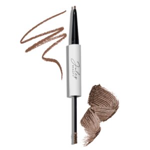 julep brow 101-2-in-1 eyebrow pencil and tinted brow gel - medium brown - waterproof - thickening silk fibers - all day hold - fill define and shape brows