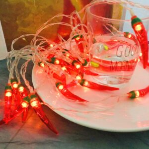 sezrgiu 10m 80 led red chili pepper string lights fairy night lights copper garland wreath hanging lamp battery powered for home wedding party garden decoration (32.8ft/80led, red chili)