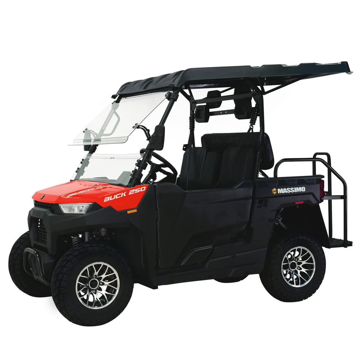 Massimo Motor Buck 250X Golf | 4-Seater EFI w/Roof, Windshield, 2WD UTV/Golf Cart | 1yr Warranty (Red)