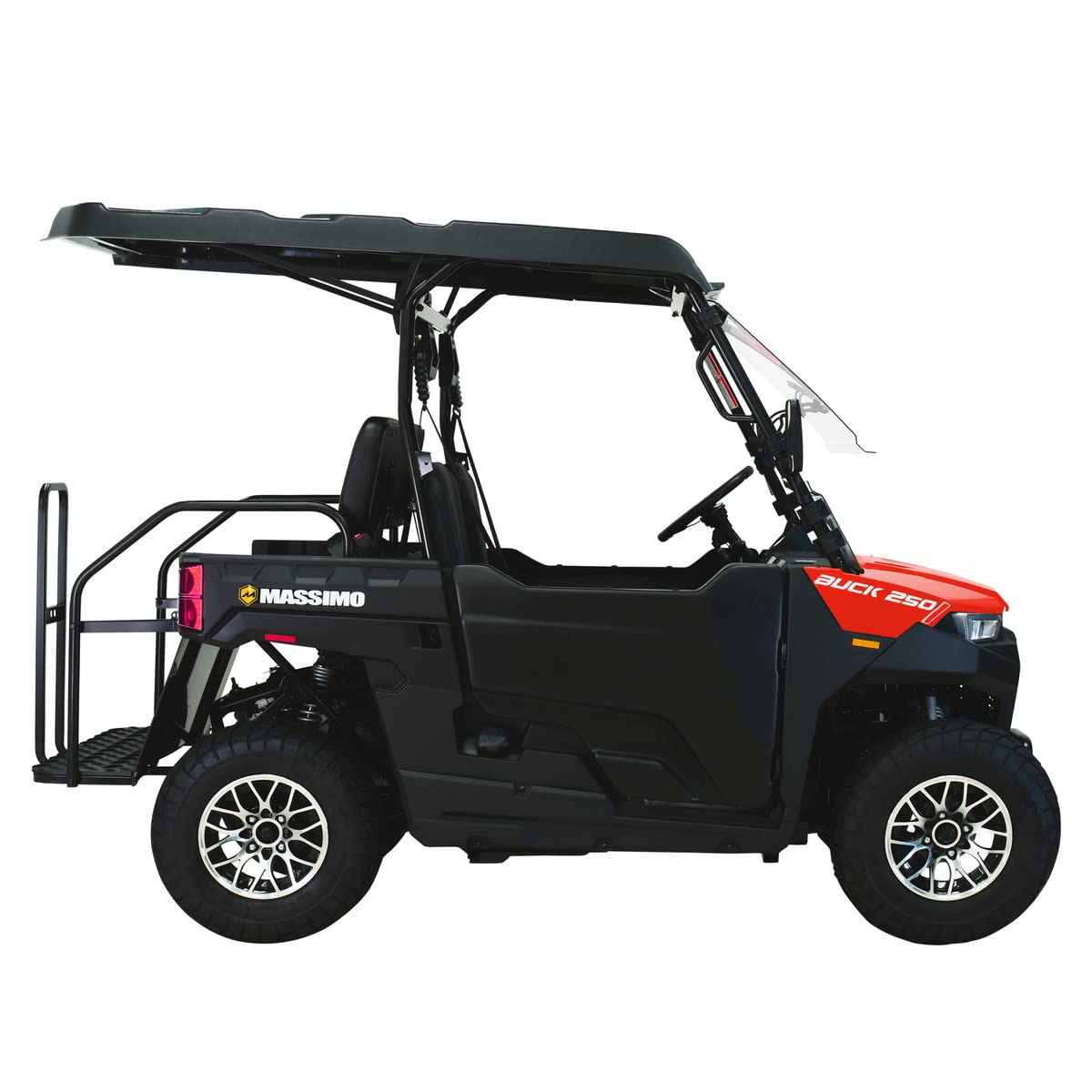 Massimo Motor Buck 250X Golf | 4-Seater EFI w/Roof, Windshield, 2WD UTV/Golf Cart | 1yr Warranty (Red)