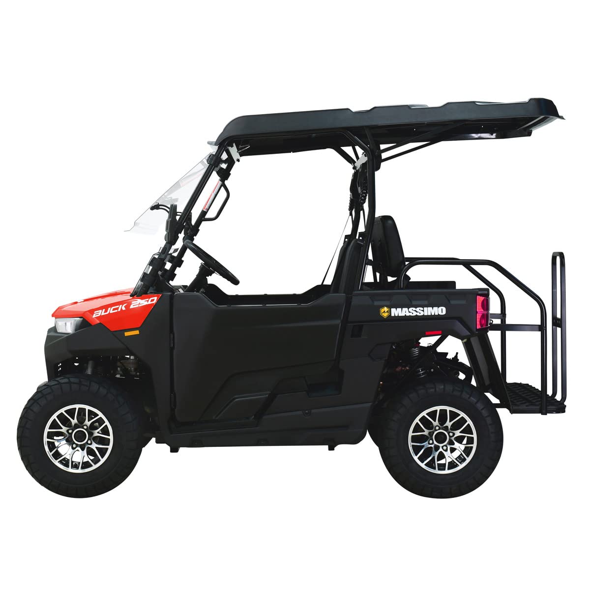 Massimo Motor Buck 250X Golf | 4-Seater EFI w/Roof, Windshield, 2WD UTV/Golf Cart | 1yr Warranty (Red)