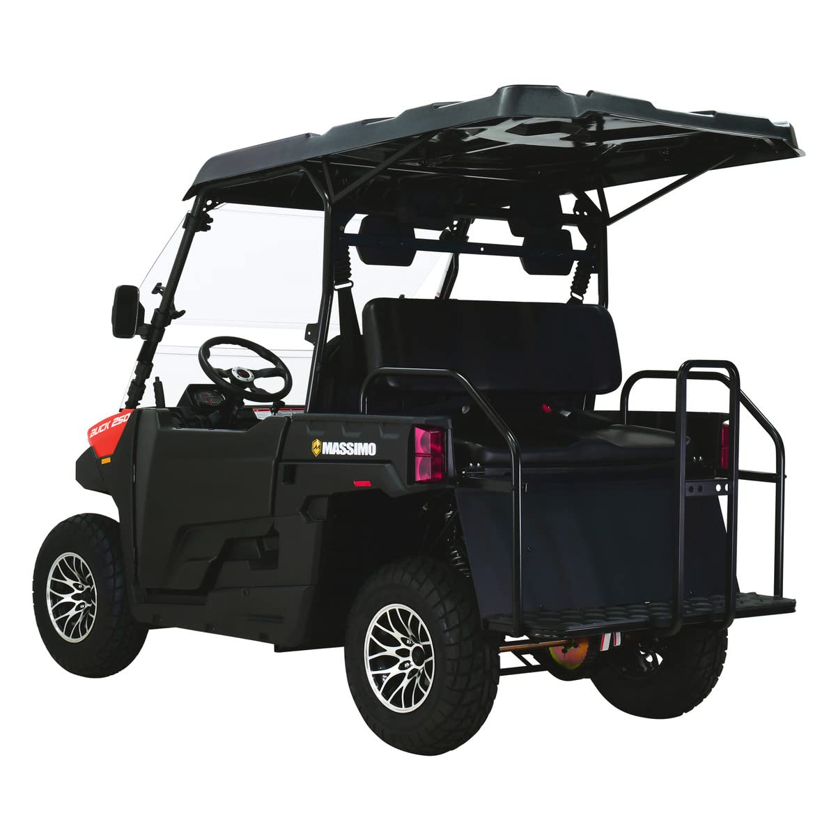 Massimo Motor Buck 250X Golf | 4-Seater EFI w/Roof, Windshield, 2WD UTV/Golf Cart | 1yr Warranty (Red)