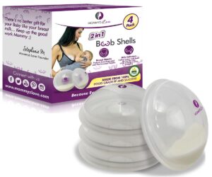 breast shell & milk catcher for breastfeeding relief (2 in 1) protect cracked, sore, engorged nipples & collect breast milk leaks during the day, while nursing or pumping (4 pack)