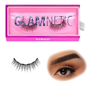 glamnetic magnetic eyelashes - virgo | short magnetic lashes, 60 wears reusable faux mink lashes natural look - 1 pair