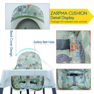 ZARPMA Cotton Seat Covers for IKEA Antilop Highchair,Cotton Surface and Cotton Padded,Forest Pattern Foldable Baby Highchair Cover for IKEA Child Chair Cushion (Green Forest)