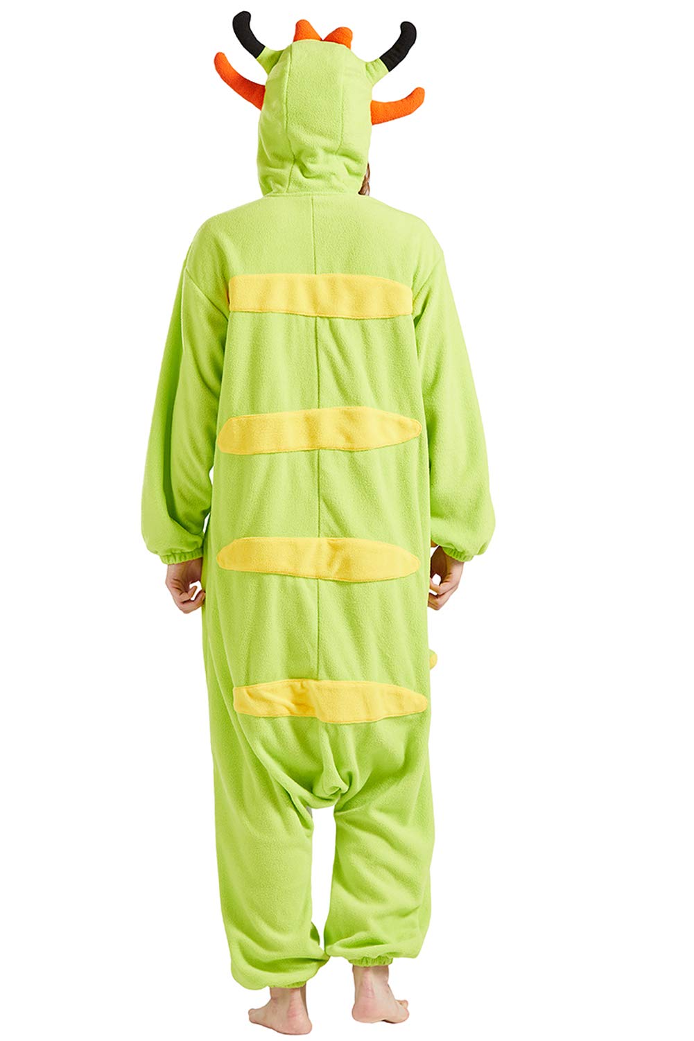 DarkCom Onesie Pajamas Adult Animal Halloween Costume Caterpillar Cosplay One Piece Unisex Homewear Polar Fleece Sleepwear Medium