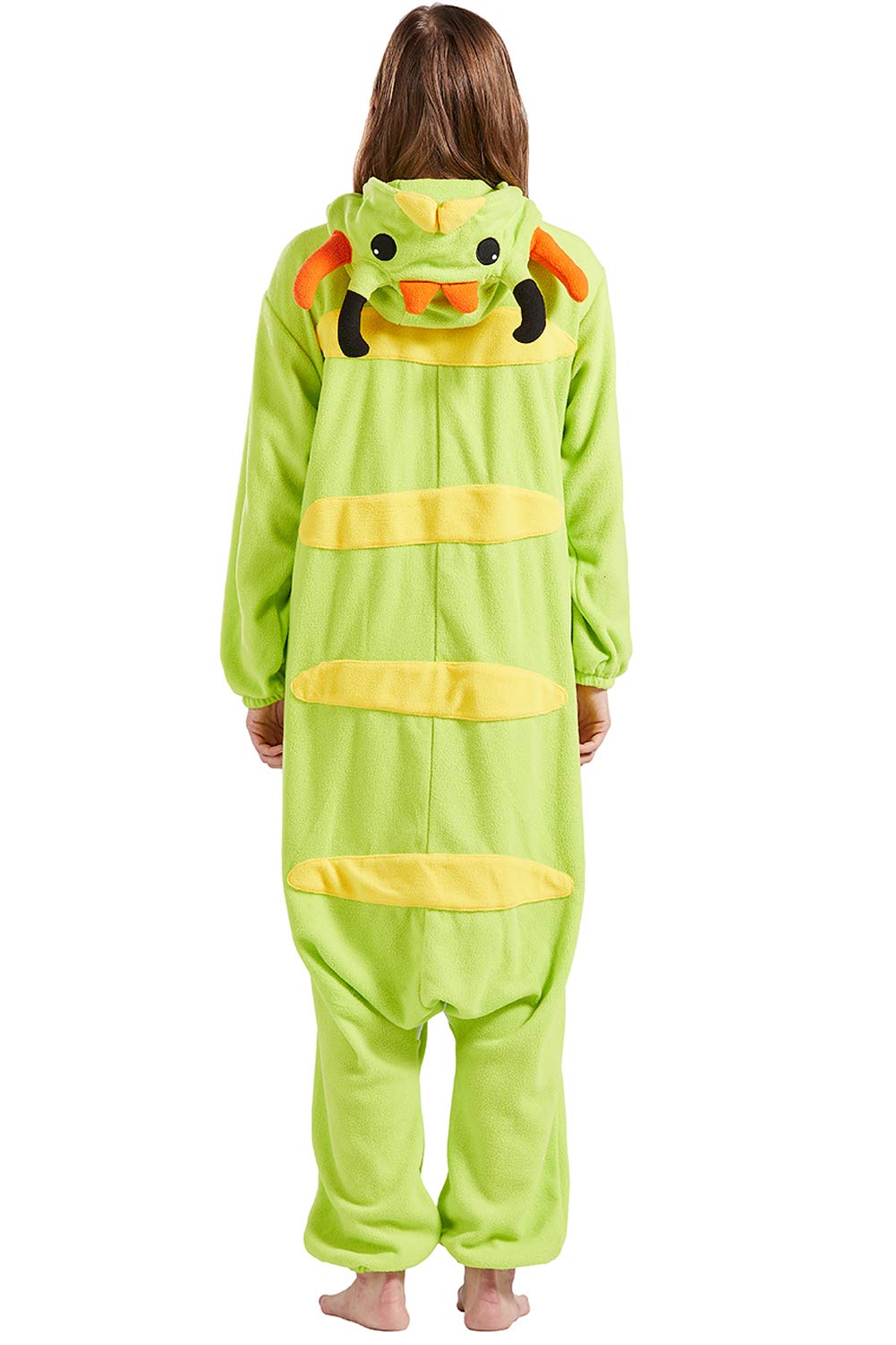 DarkCom Onesie Pajamas Adult Animal Halloween Costume Caterpillar Cosplay One Piece Unisex Homewear Polar Fleece Sleepwear Medium