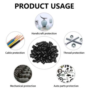 Bonsicoky 120Pcs Round Rubber End Caps 1/2 Inch (12mm) ID Vinyl Flexible Screw Thread Protectors Black Bolt End Caps for Metal Tubing Rod Bolt