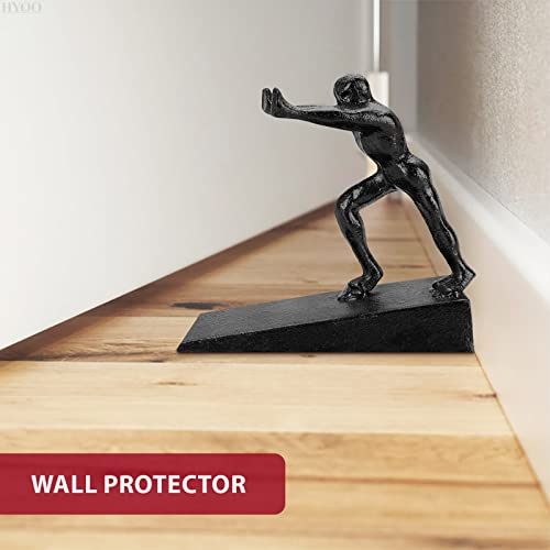 Iron Man Statue Heavy Duty Door Stopper - Decorative Door Stopper Cute Cast Iron Door Stopper Home Decor Black Door Stops with Handle Metal Draft Stoppers - Home Office Door Stops for Bottom of Door