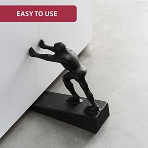 Iron Man Statue Heavy Duty Door Stopper - Decorative Door Stopper Cute Cast Iron Door Stopper Home Decor Black Door Stops with Handle Metal Draft Stoppers - Home Office Door Stops for Bottom of Door