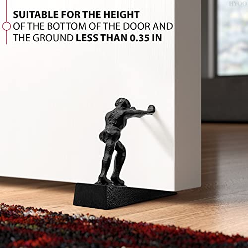 Iron Man Statue Heavy Duty Door Stopper - Decorative Door Stopper Cute Cast Iron Door Stopper Home Decor Black Door Stops with Handle Metal Draft Stoppers - Home Office Door Stops for Bottom of Door