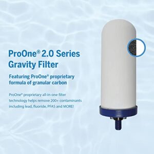 ProOne Big+ Stainless-Steel Gravity Water Filter System, 3-Gallon Water Capacity, Countertop Water Dispenser for Home, Camping, and Travel