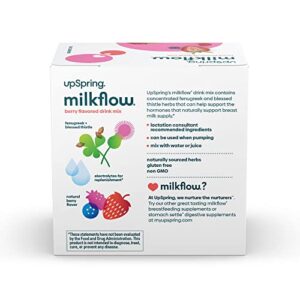 UpSpring Milkflow Electrolyte Breastfeeding Supplement Drink Mix with Fenugreek | Berry Flavor | Lactation Supplement to Support Breast Milk Supply & Restore Electrolytes* | 16 Drink Mixes