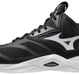 Mizuno Unisex Adult 2 Wave Momentum Mid Volleyball Shoe 10, Black/White, 11.5 Women/10 Men US