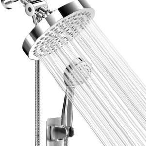 Shower Head With Handheld Combo, 6 Inch High Pressure Rainfall Showerhead With Hand Held 70 Inch Hose for Bath - Adjustable Swivel Shower Head Spray Anti-leak Nozzles - Universal Fit