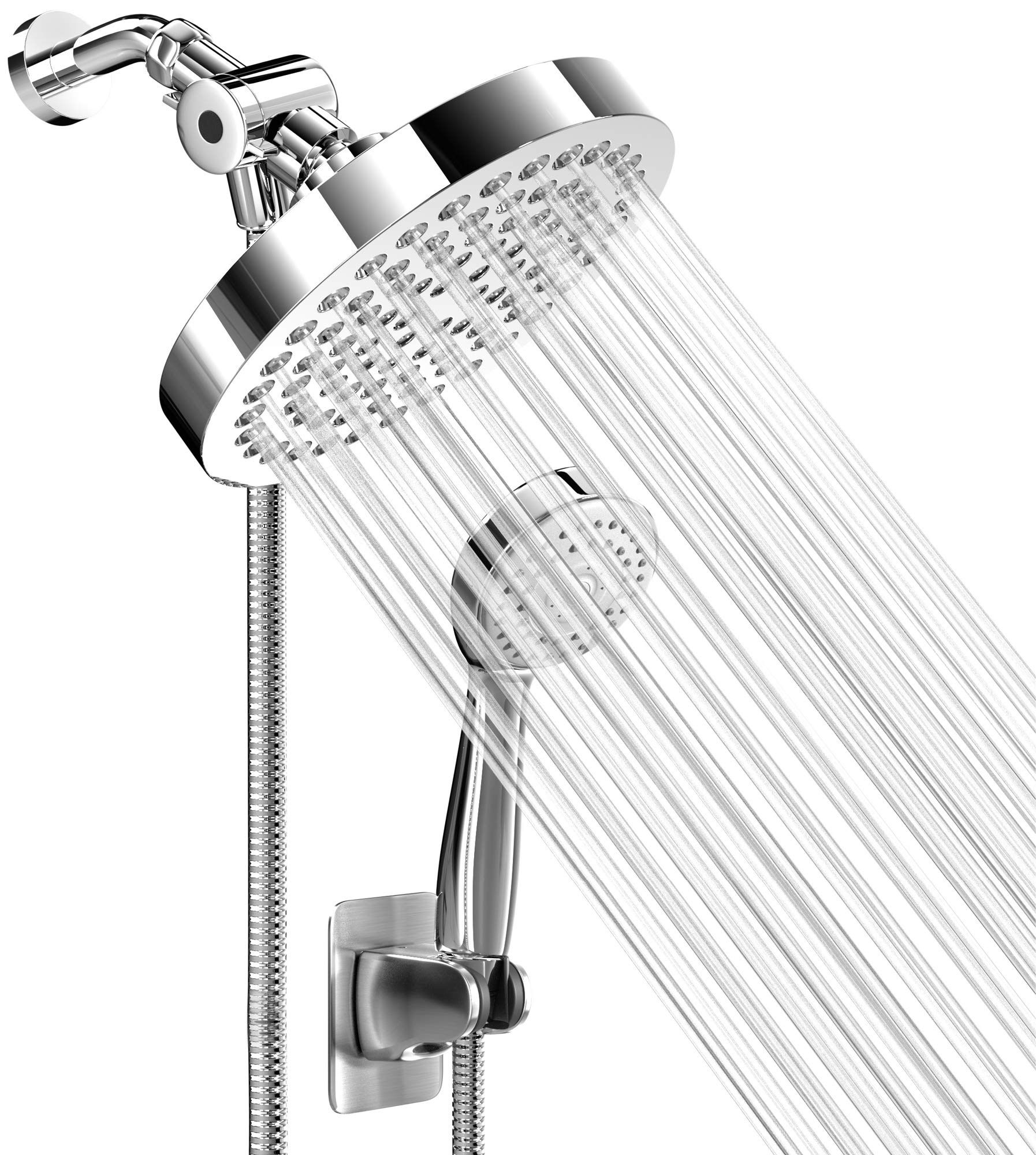 Shower Head With Handheld Combo, 6 Inch High Pressure Rainfall Showerhead With Hand Held 70 Inch Hose for Bath - Adjustable Swivel Shower Head Spray Anti-leak Nozzles - Universal Fit