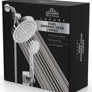 Shower Head With Handheld Combo, 6 Inch High Pressure Rainfall Showerhead With Hand Held 70 Inch Hose for Bath - Adjustable Swivel Shower Head Spray Anti-leak Nozzles - Universal Fit