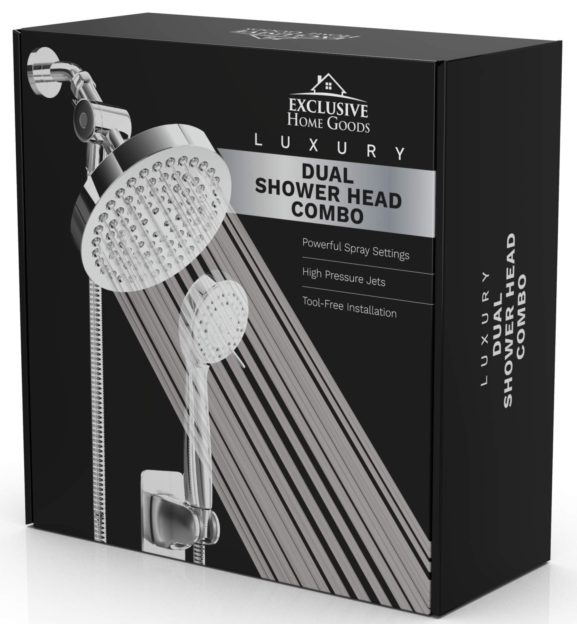 Shower Head With Handheld Combo, 6 Inch High Pressure Rainfall Showerhead With Hand Held 70 Inch Hose for Bath - Adjustable Swivel Shower Head Spray Anti-leak Nozzles - Universal Fit