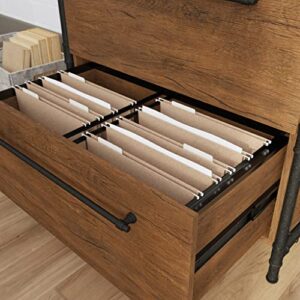 Sauder Iron City Lateral File, L: 31.50" x W: 20.00" x H: 30.00", Checked Oak Finish