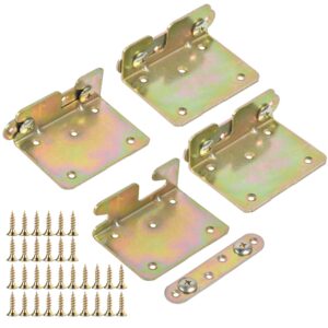 4 sets bed rail brackets akamino heavy duty non-mortise bed rail fittings with screws for connecting wood, headboards and foot-boards