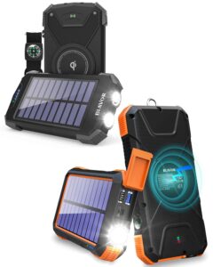 20,000mah fast charger for emergency use plus 10,000mah solar power bank for cell phone (orange and black)