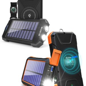 20,000mAh Fast Charger for Emergency Use Plus 10,000mAh Solar Power Bank for Cell Phone (Orange and Black)