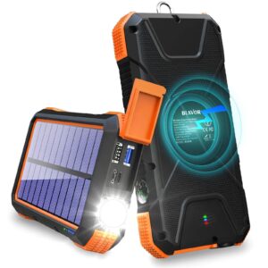 20,000mAh Fast Charger for Emergency Use Plus 10,000mAh Solar Power Bank for Cell Phone (Orange and Black)