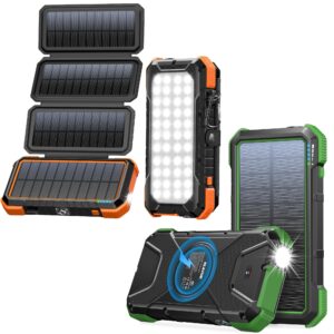 20,000mah pd solar charger foldable-orange plus 20,000mah 18w solar charger 10w wireless power bank-dark green