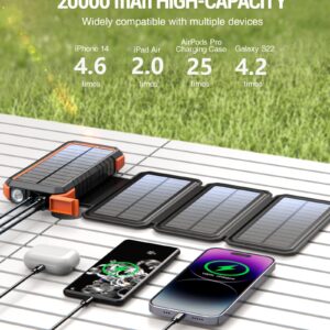 20,000mAh PD Solar Charger Foldable-Orange Plus 20,000mAh 18W Solar Charger 10W Wireless Power Bank-Dark Green