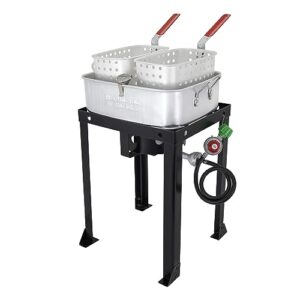 chard double basket outdoor fish and wing fryer, 18 quart, black