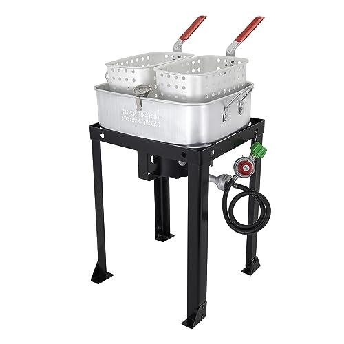 Chard Double Basket Outdoor Fish and Wing fryer, 18 quart, Black