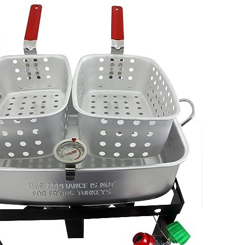 Chard Double Basket Outdoor Fish and Wing fryer, 18 quart, Black