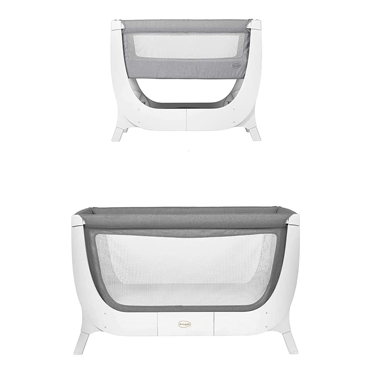 Beaba by Shnuggle Convertible Air Baby Crib, 2-in-1 Baby Bassinet to Baby Crib, Bassinet Bedside Sleeper, Baby Crib, Mini Crib, Newborn Sleepers, Grey