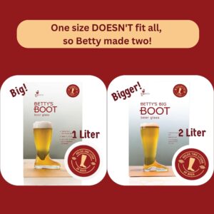 Big Betty - Betty's Das Boot - Glass Beer Boot Mug for Oktoberfest Celebrations, St. Patrick's Day, Bachelor or Bachelorette Festivities, Holds Over 2 Beers - 1 Liter