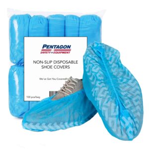 disposable boot & shoe covers | premium thick | durable, non-slip, treads, water resistant, non-toxic,100% latex free | pack of 100