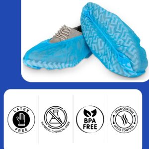 Disposable Boot & Shoe Covers | Premium Thick | Durable, Non-Slip, Treads, Water Resistant, Non-Toxic,100% Latex Free | Pack of 100